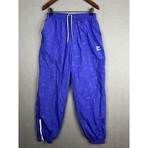 Vintage 90s Mitre‎ Soccer Mens Large Spell Out Lined Nylon Joggers Pants Blue